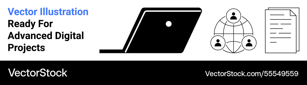 Digital workflow elements featuring laptop Digital workflow elements featuring laptop vector image