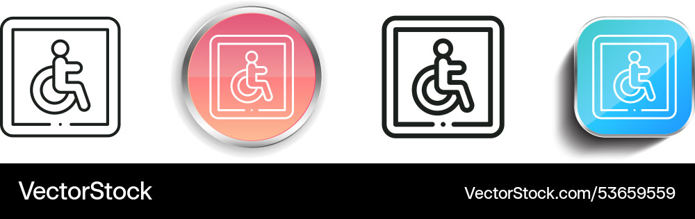 Disabled sign icon thin linear regular and button vector image