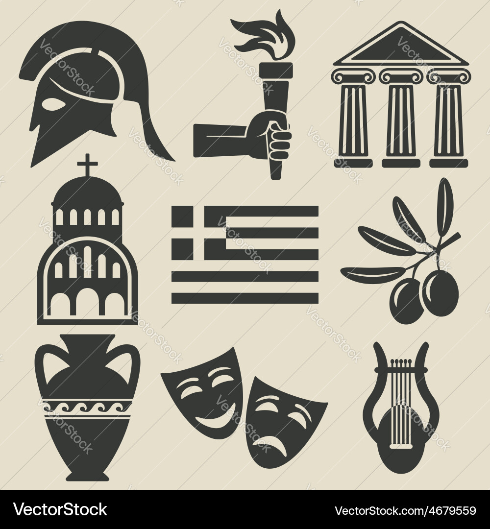 Greek Symbol Icons Collection Vector Image