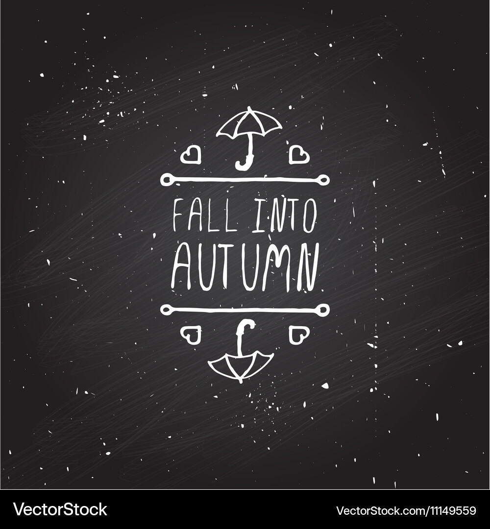Handdrawn autumn element with text Vector Image