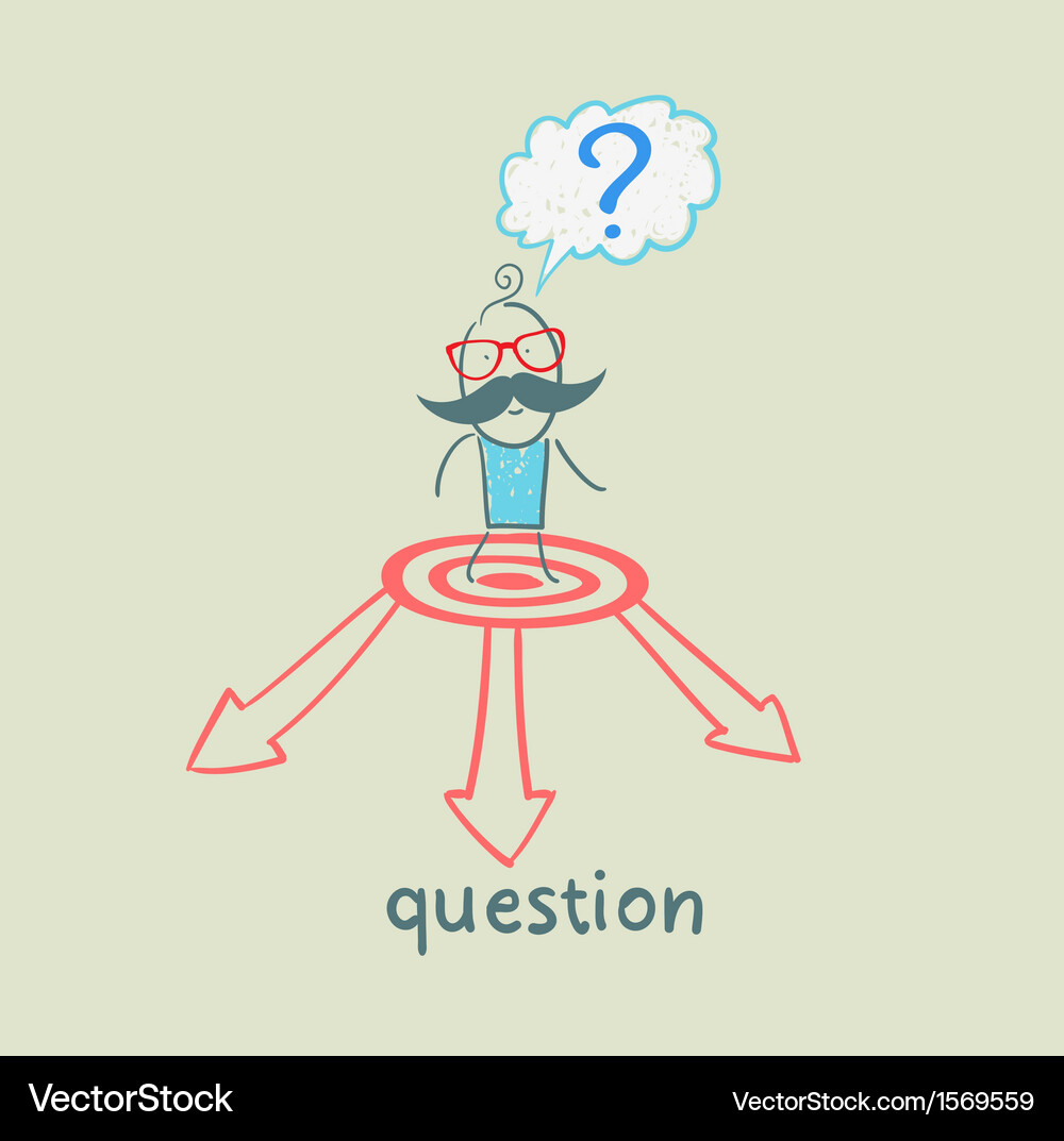 Man with a question mark faces the choice Vector Image