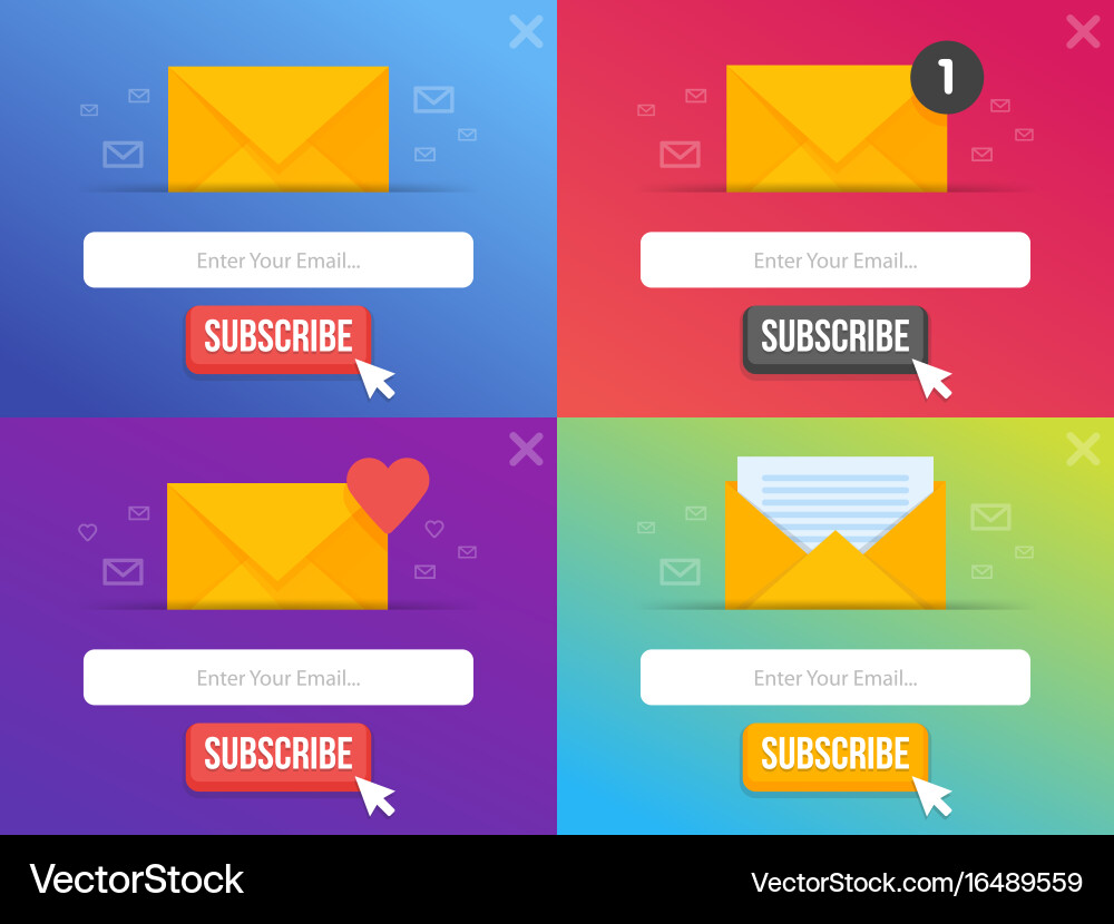 Modern pop-up subscribe form set for your website vector image