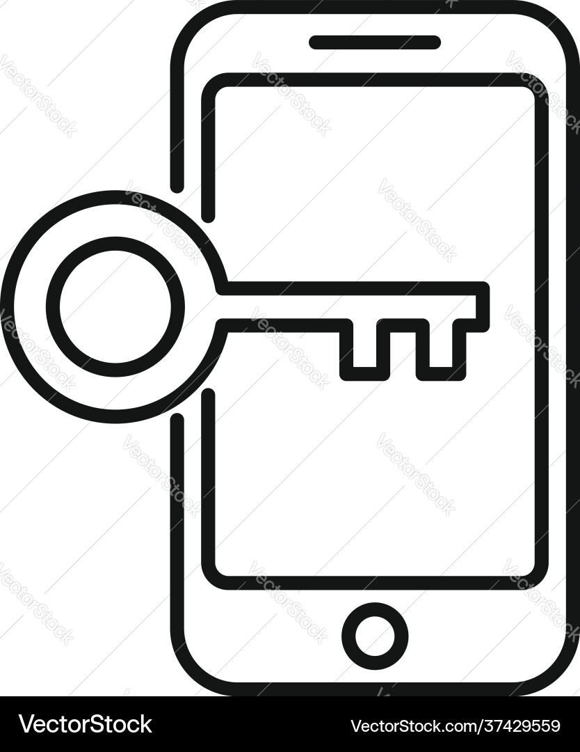 Phone key authentication icon outline style Phone key authentication icon outline style vector image