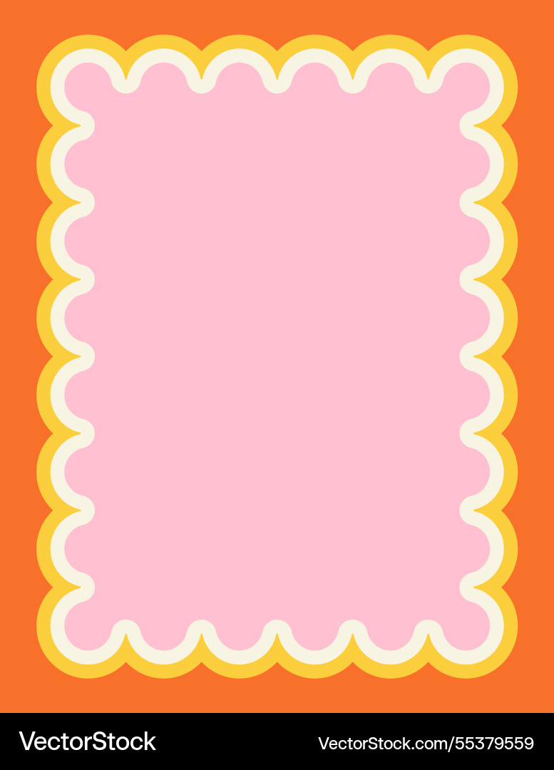 Retro frame colorful border template with wavy vector image