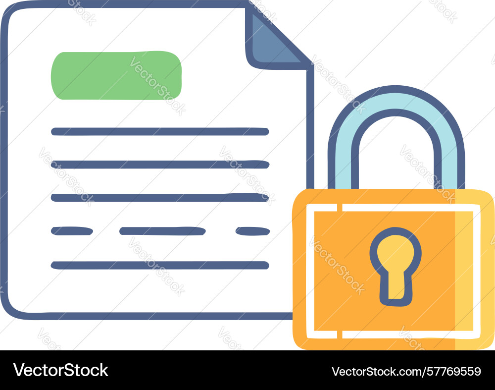Secure document access keyhole file protection vector image