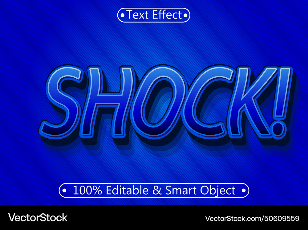 Shock editable text effect 3 dimension emboss Vector Image