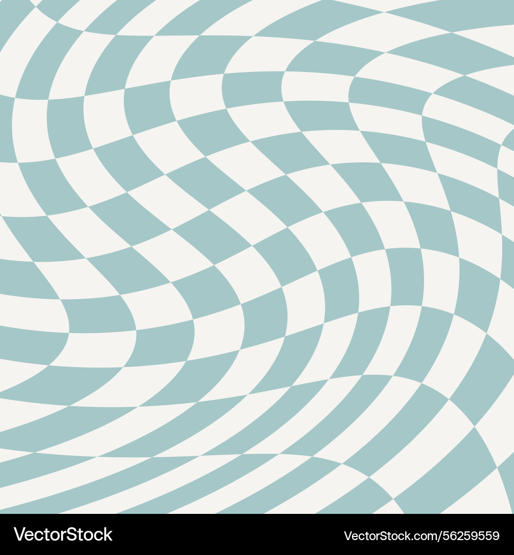 Wavy groovy distorted checkered background set Vector Image