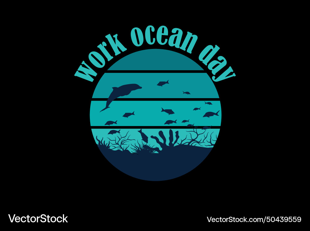 Werk Ocean Day Retro Vintage Landschaft Design Werk Ocean Day Retro Vintage Landschaft Design vektorbild