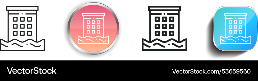 Disaster icon thin linear regular and button Disaster icon thin linear regular and button vector image