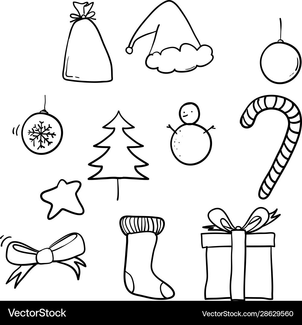 Doodle christmas element with hand drawn style Vector Image