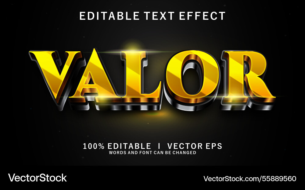 Editable valor 3d text effect with modern style Editable valor 3d text effect with modern style vector image
