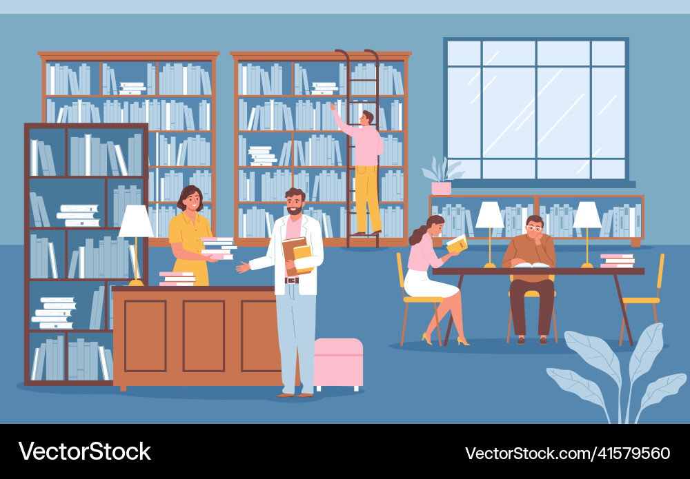Library Flat Color Background vector image