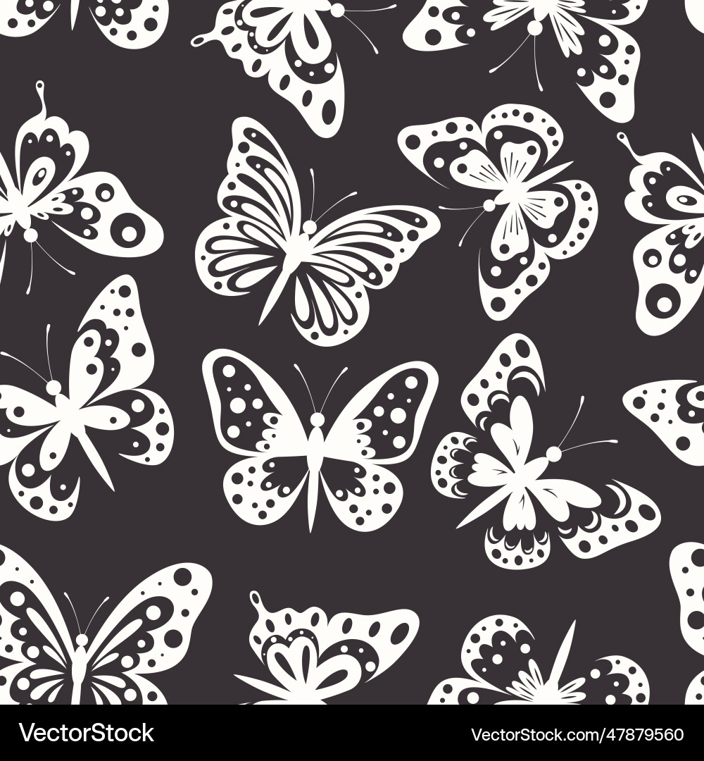 Seamless pattern with butterfly different vector image