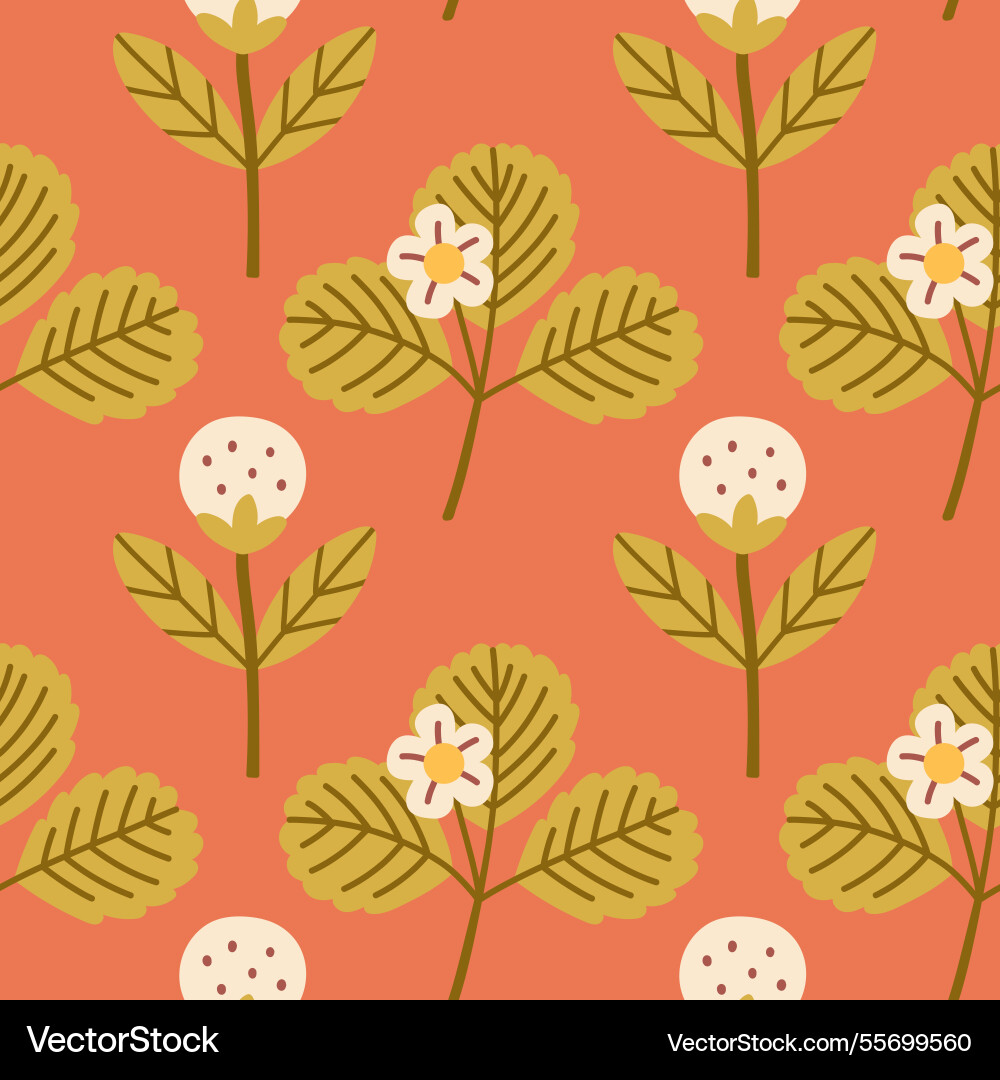 Spring flower pattern on red background Spring flower pattern on red background vector image