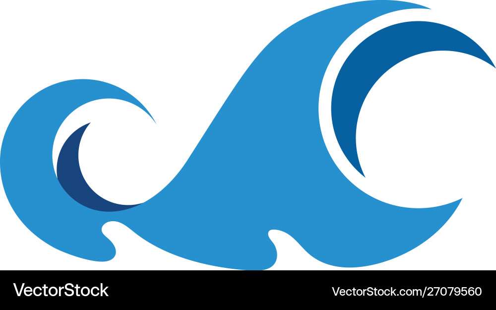 Water Wave Icon - Blue Vector Image