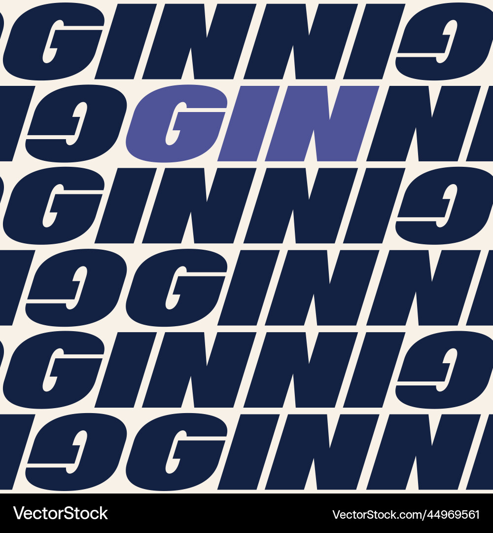 Gin seamless pattern in typographic style vector image