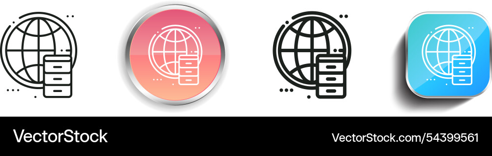Global icon thin linear regular and button style vector image