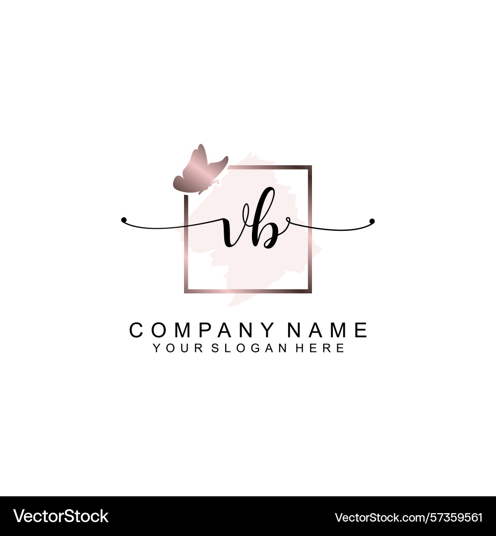 Minimalist handwritten vb initial logos with soft Vector Image