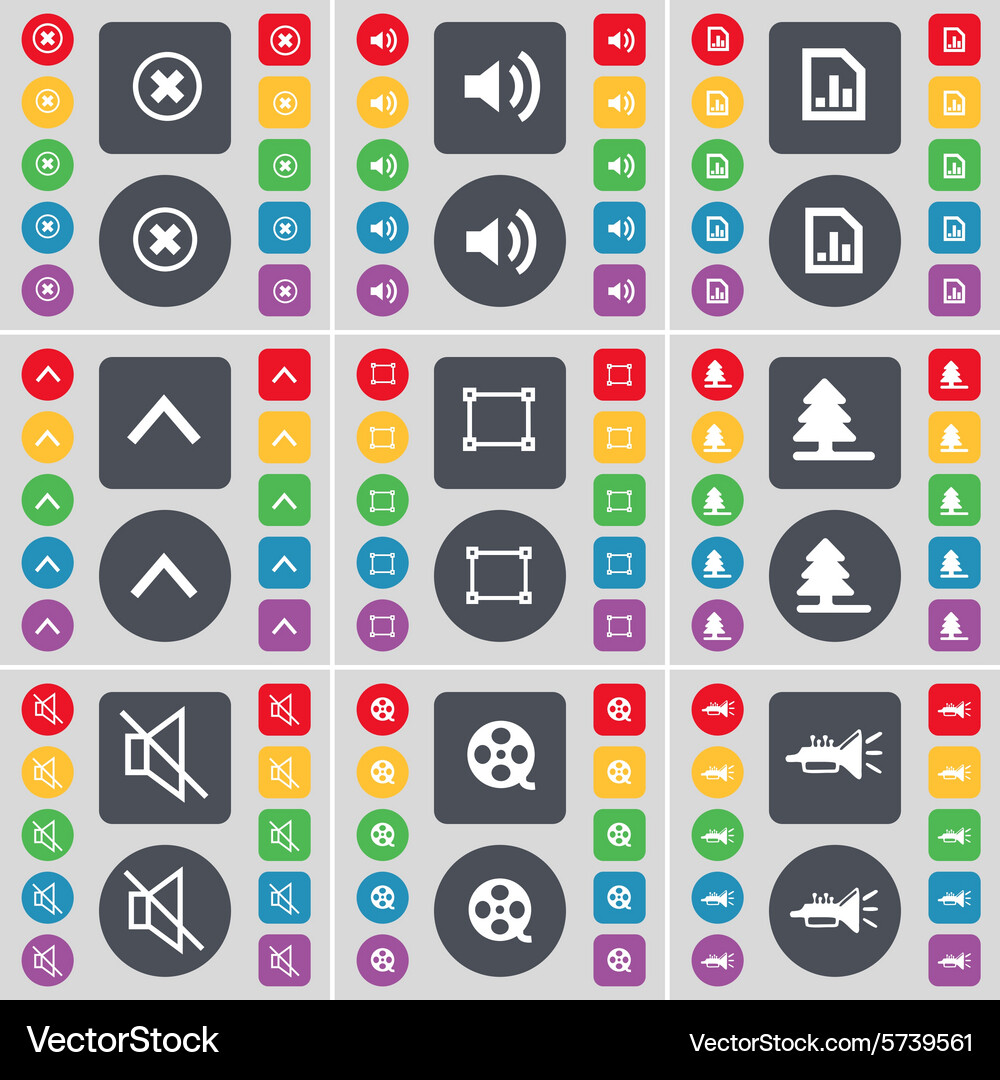 Stop sound graph file arrow up frame firtree mute Vector Image
