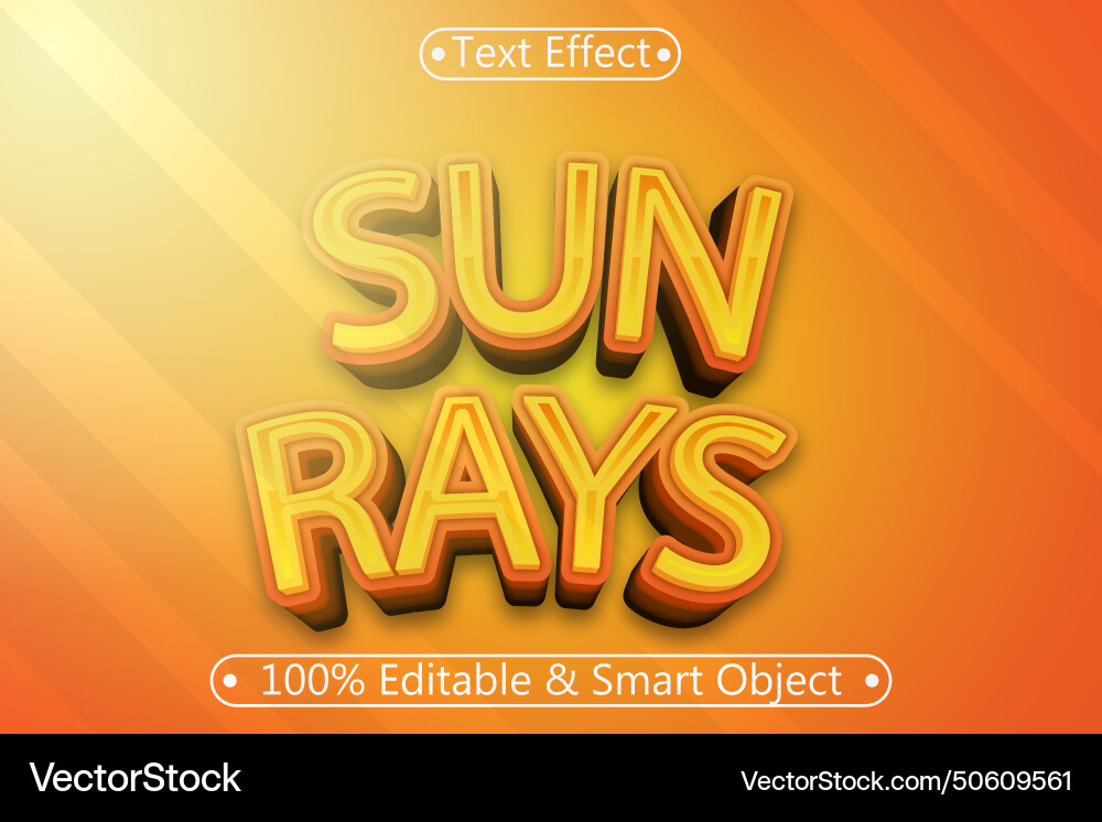 Sun rays editable text effect 3 dimension emboss Sun rays editable text effect 3 dimension emboss Vector Image