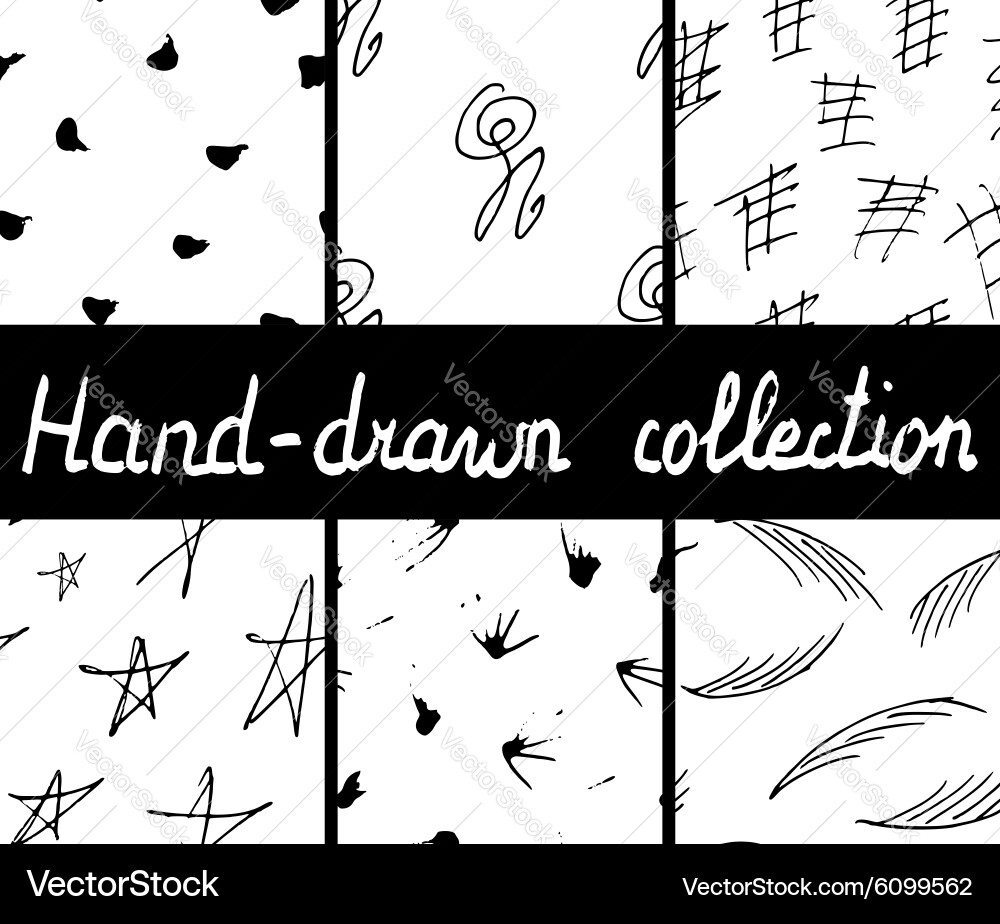 Collection of hand-drawn abstract patterns Vector Image
