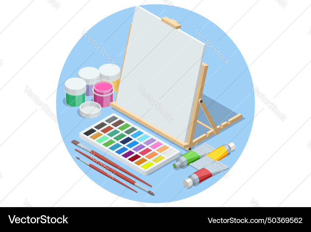 Isometric painting drawing and artwork concept vector image