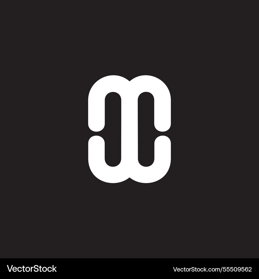 Letter mw linked curves loop motion simple logo Letter mw linked curves loop motion simple logo Vector Image