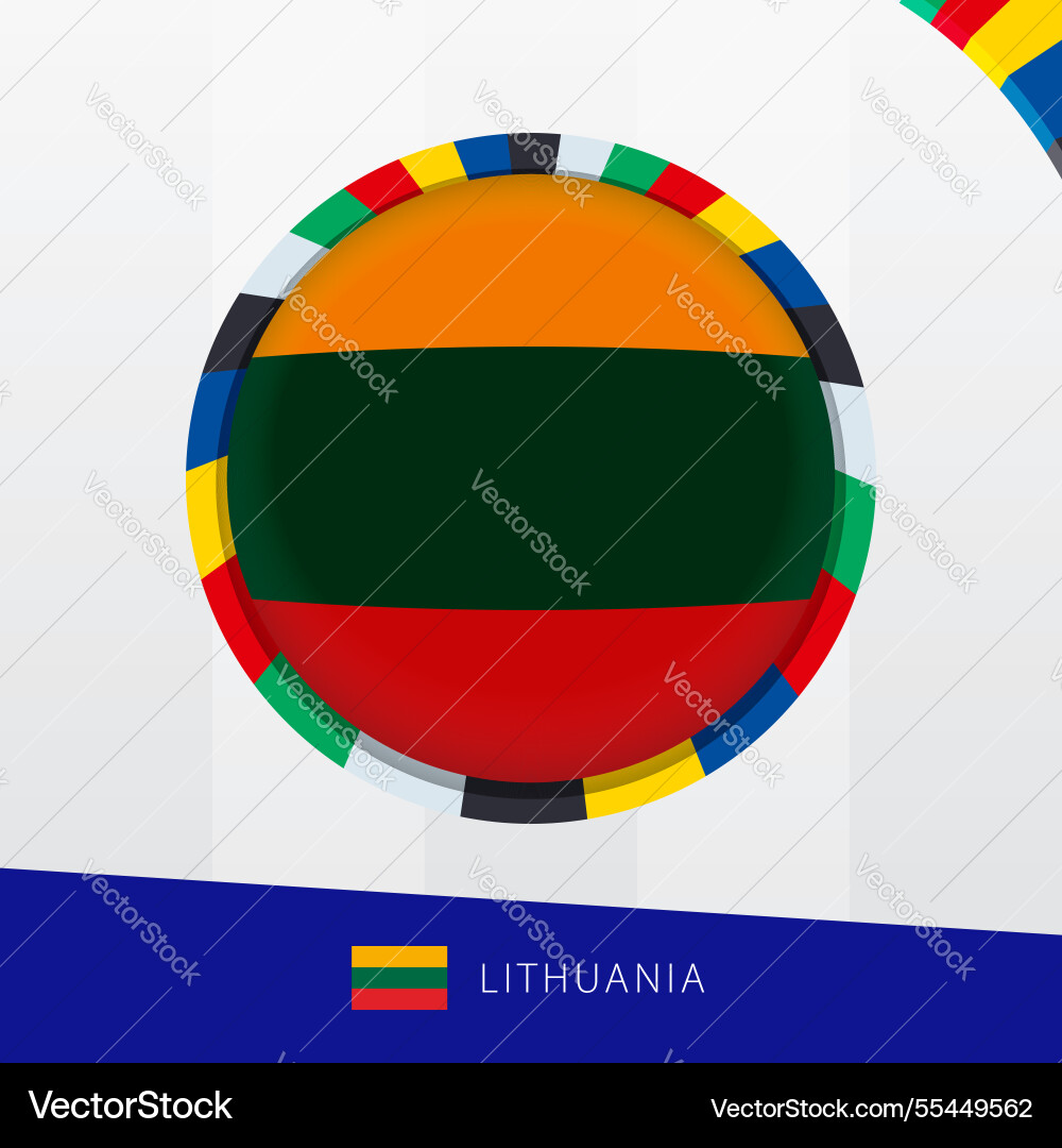 Lithuania flag with colorful circle border vector image