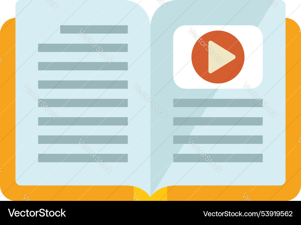 Open book combining text with video tutorial Open book combining text with video tutorial Vector Image