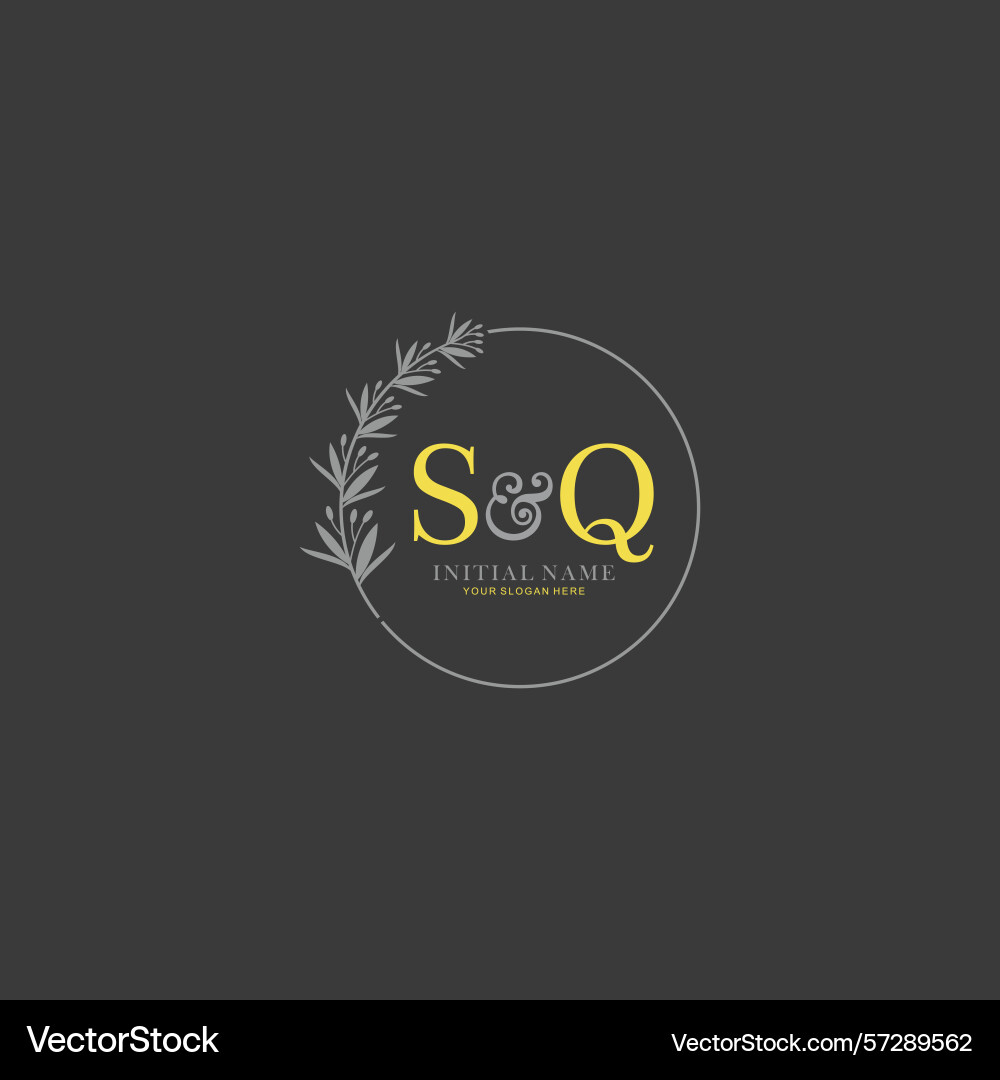Sq initial logo templates with botanical elements Sq initial logo templates with botanical elements vector image