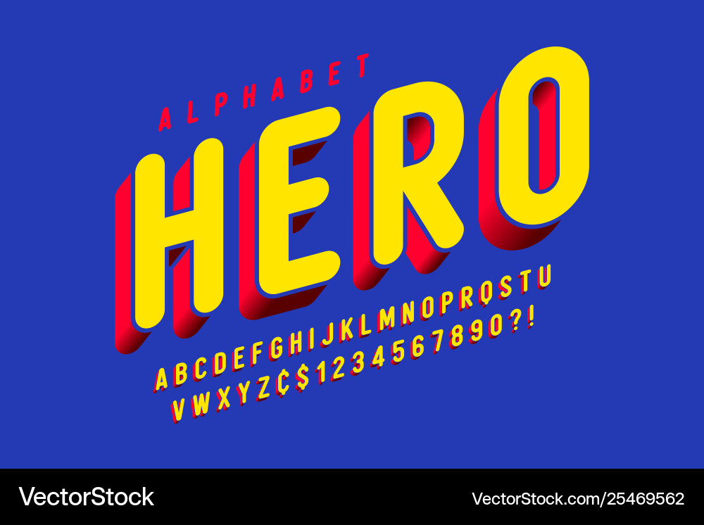 Trendy 3d comical font design colorful alphabet Trendy 3d comical font design colorful alphabet vector image