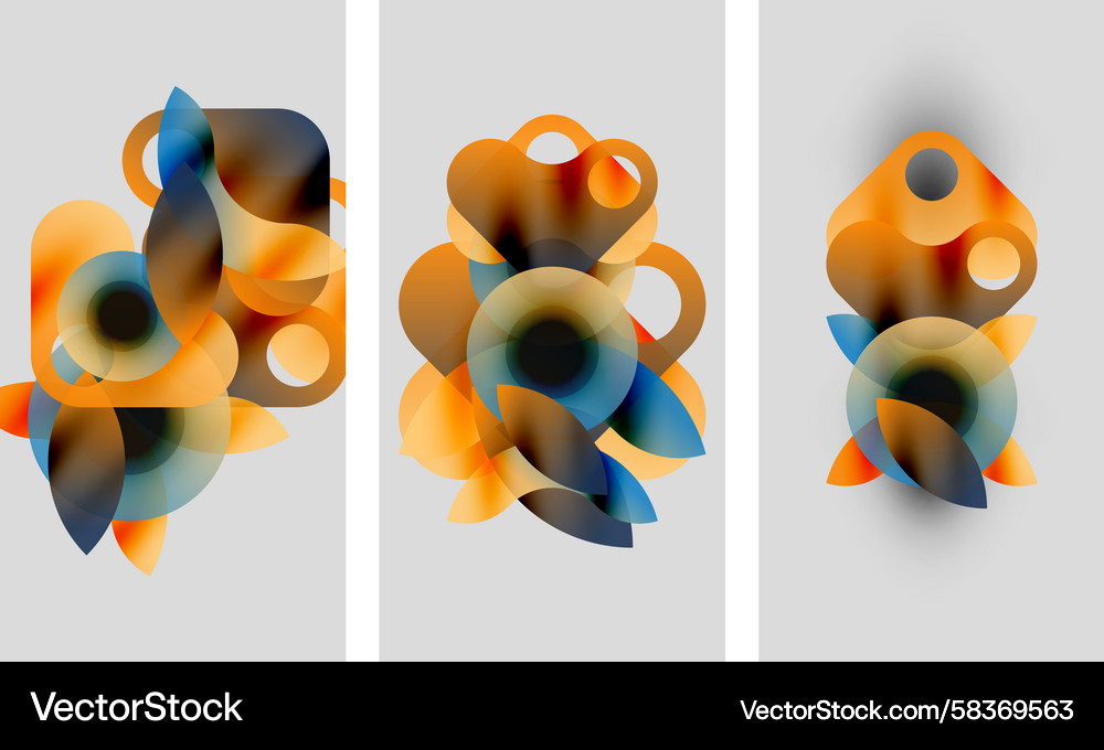 Abstract artwork three panels display overlapping Vector Image