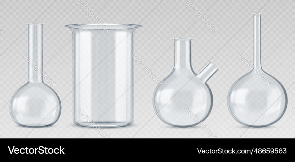Chemistry measuring glass beakers Chemistry measuring glass beakers vector image