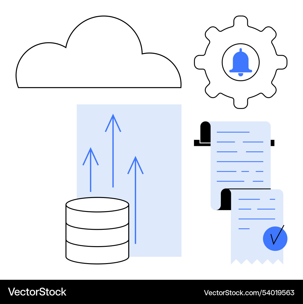 Cloud computing data storage and management vector image