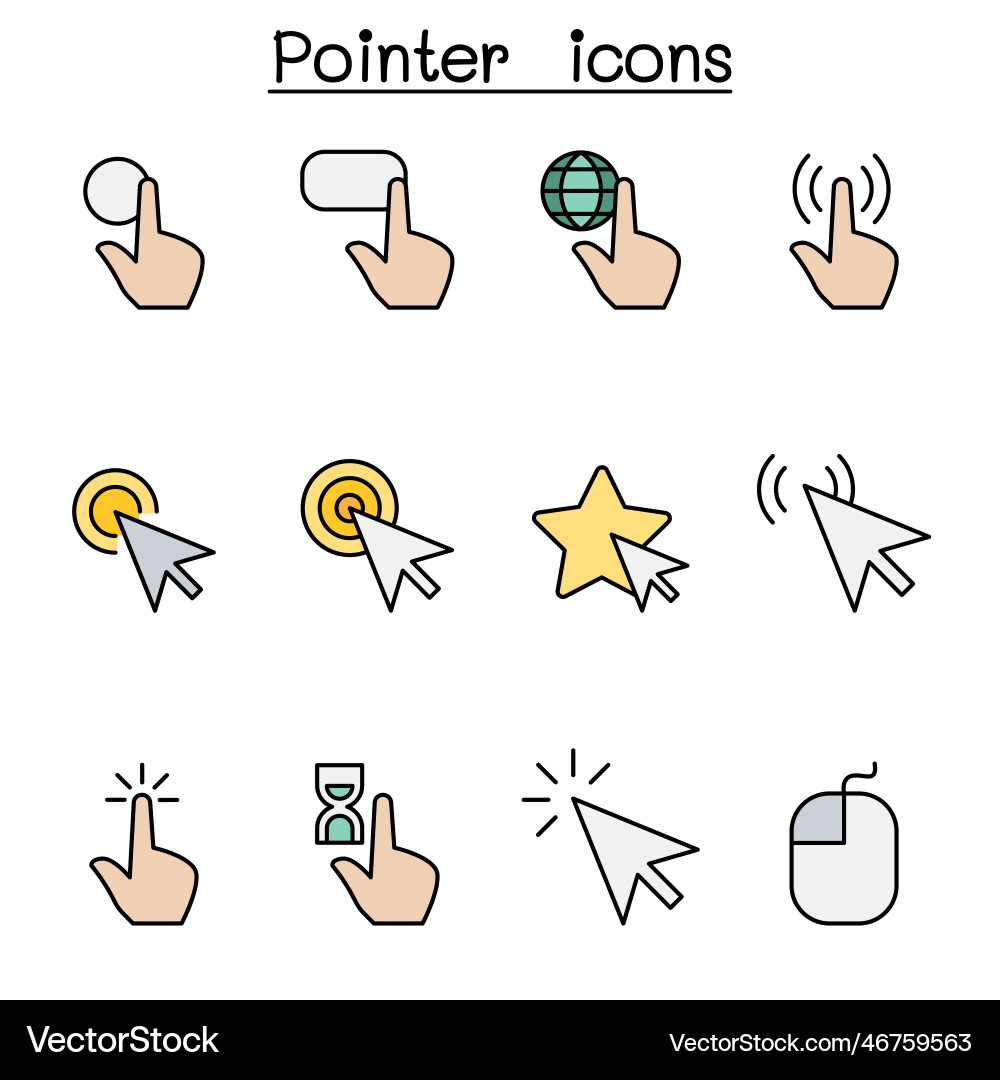 Cursor pointer click arrow finger color line icon Cursor pointer click arrow finger color line icon vector image