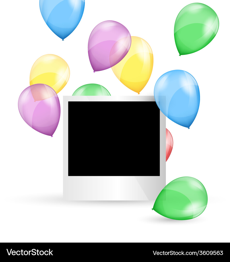 Festive photo frame with multicolored inflatable Vector Image