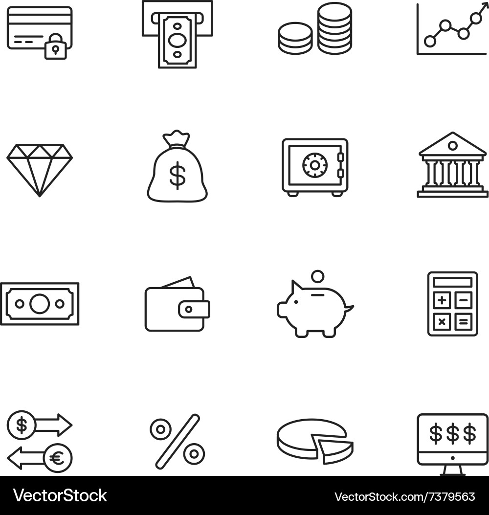 Financial Line Icons Collection vector image