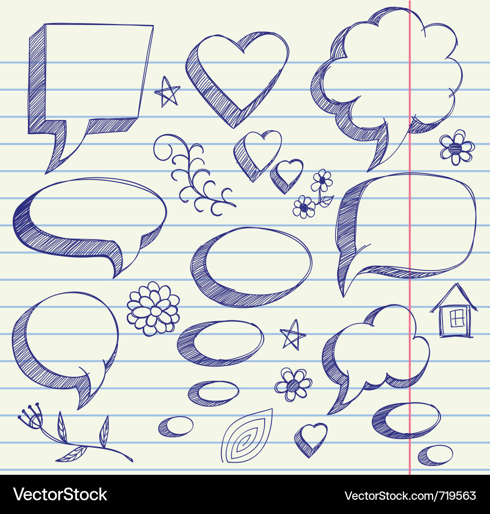 Hand Drawn Paper Sketch with Bubbles vector image