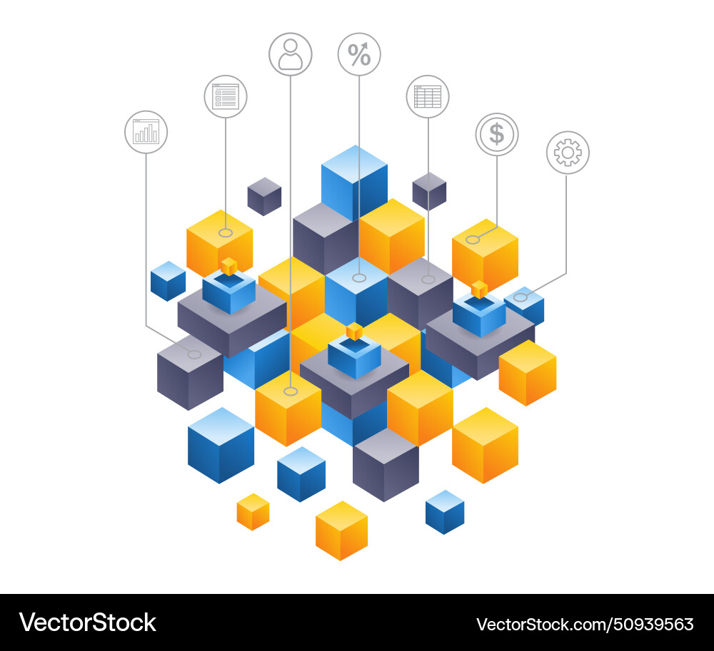 Internet business blockchain technology network Vector Image