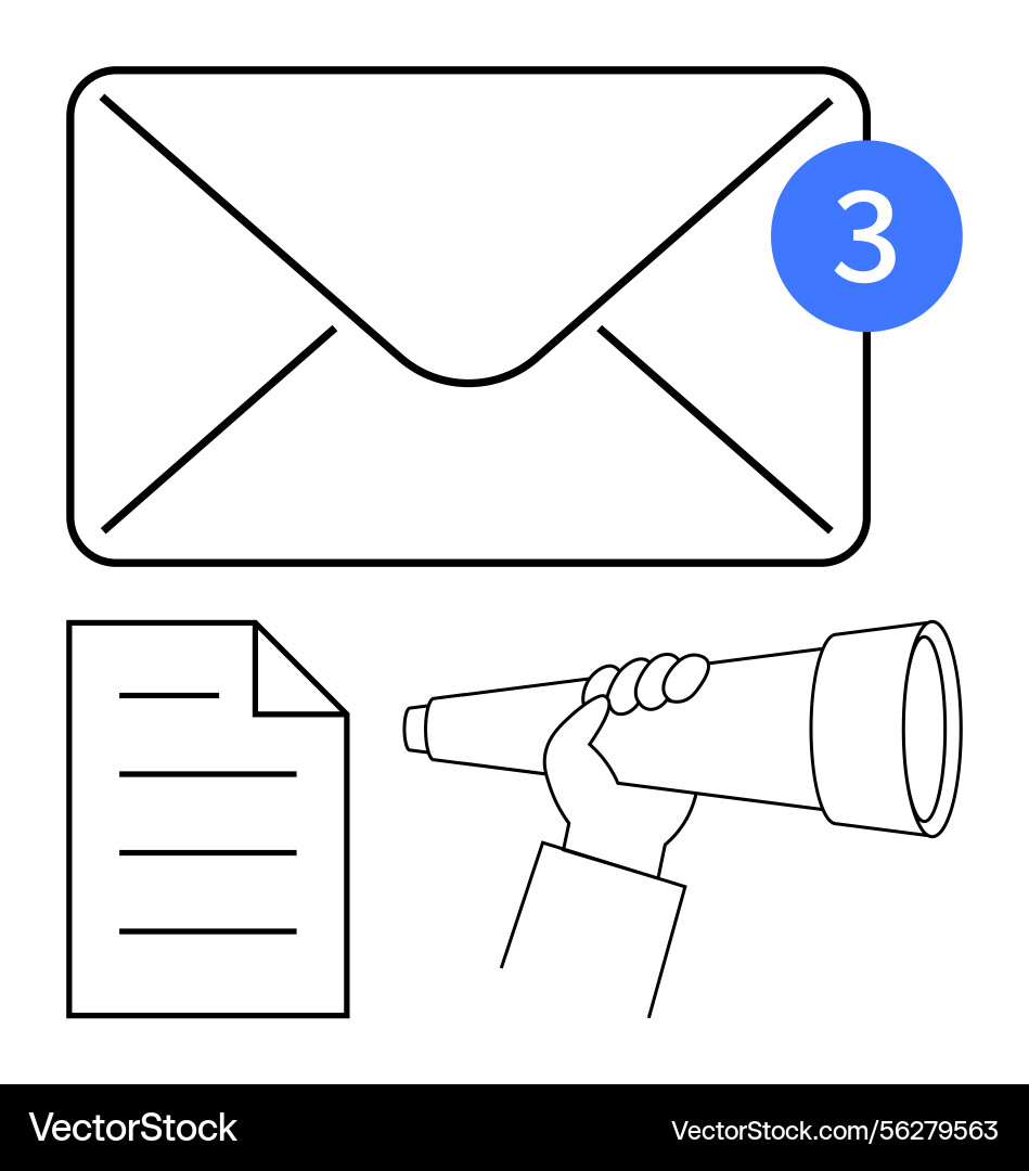 New message notification with envelope report New message notification with envelope report vector image