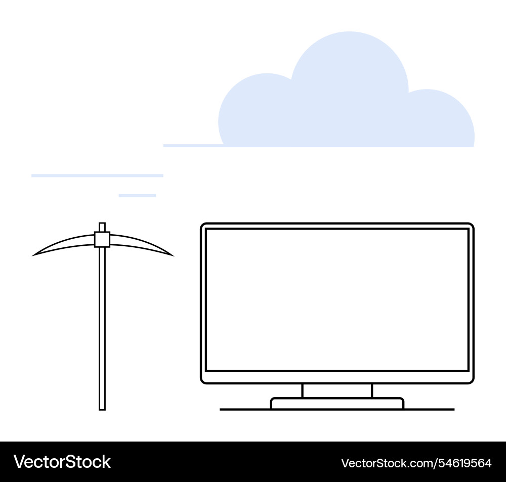 Digital mining concept with pickaxe next Digital mining concept with pickaxe next vector image