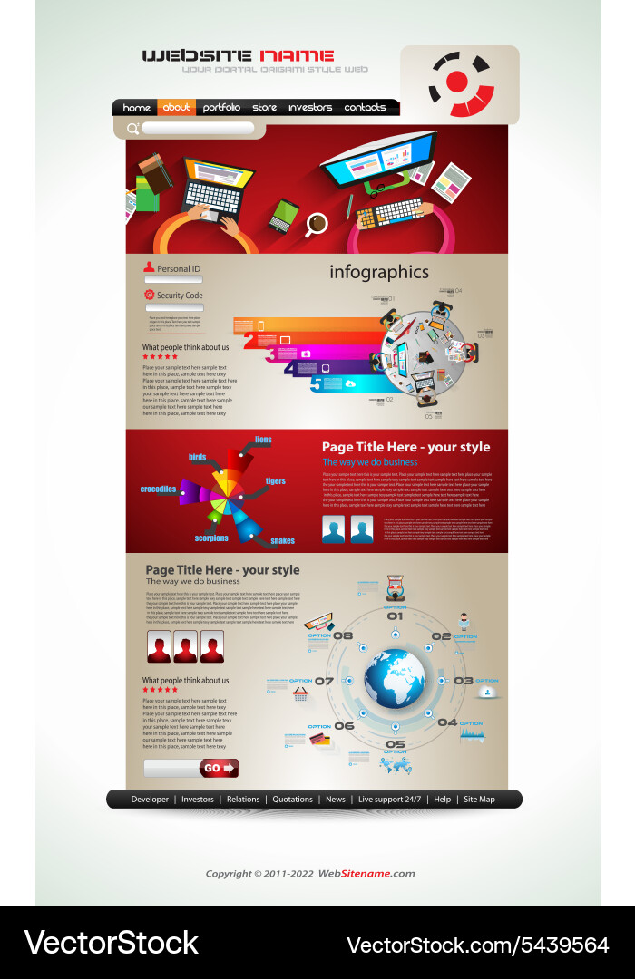 Flat style website template - elegant design Vector Image
