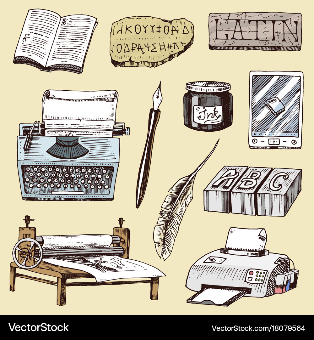 Old-Style Printing Workshop – Royalty-Free Vector | VectorStock