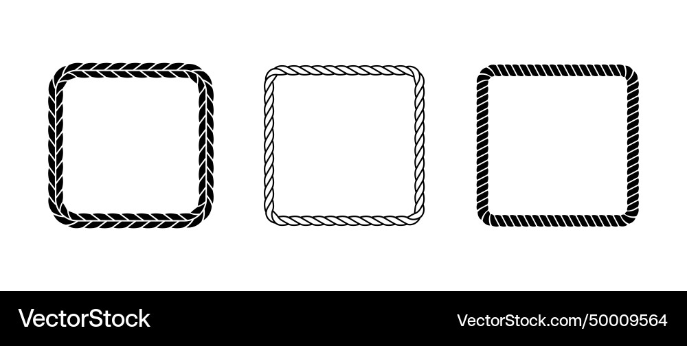 Set of rope frames squared cord border collection Set of rope frames squared cord border collection vector image