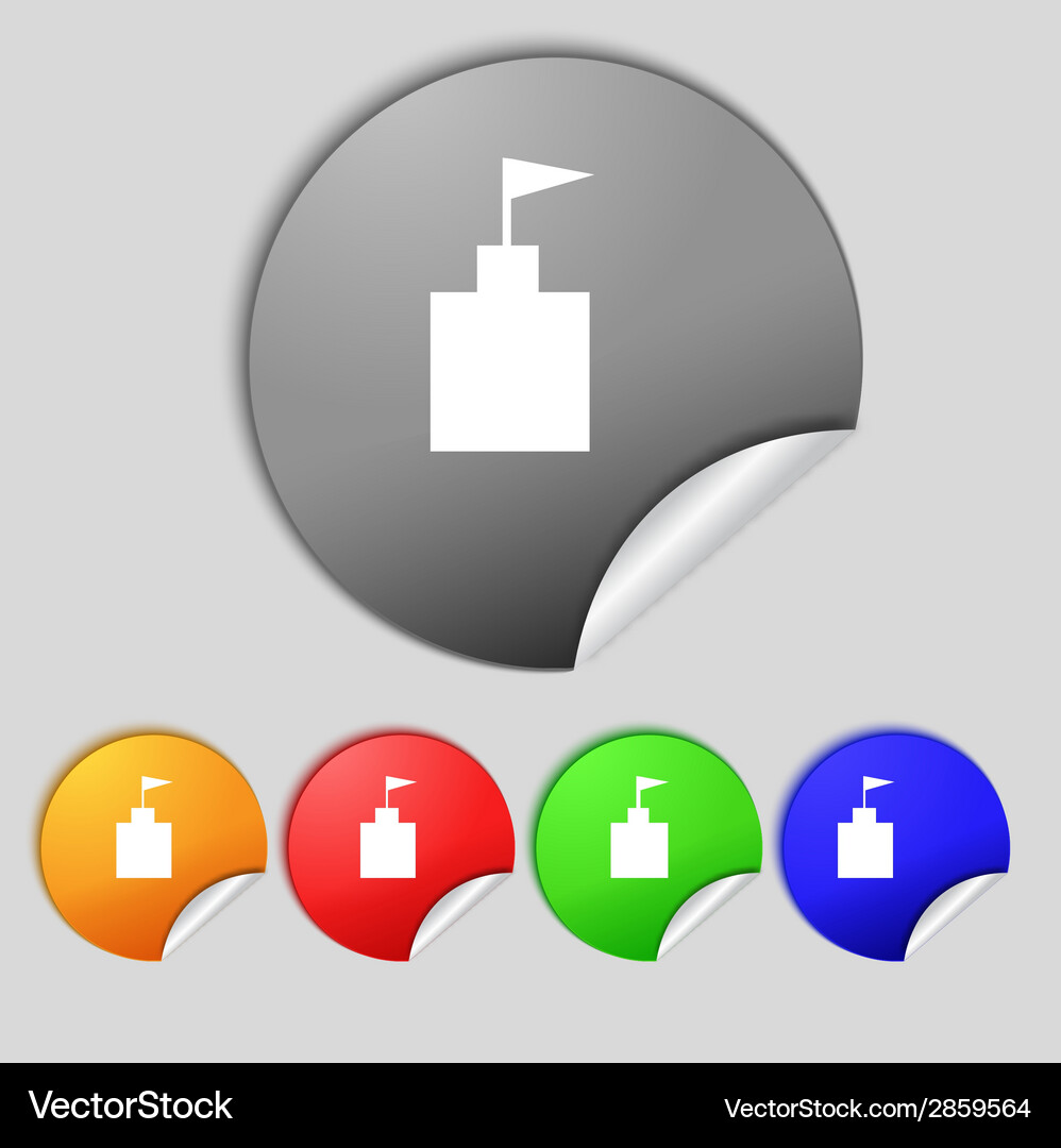 Tower icon set flat modern web colour button Vector Image