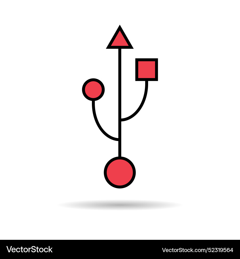 Usb icon technology with shadow connect device Usb icon technology with shadow connect device vector image
