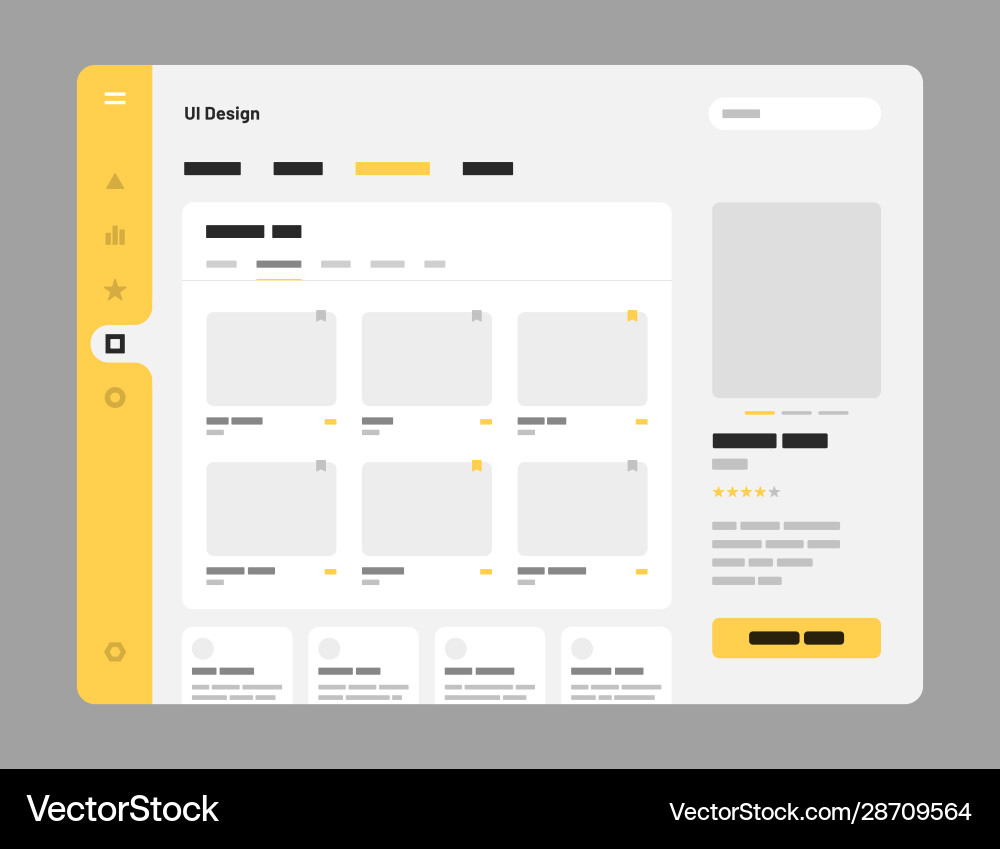 Wireframe UI Screens - Dashboard & UX vector image