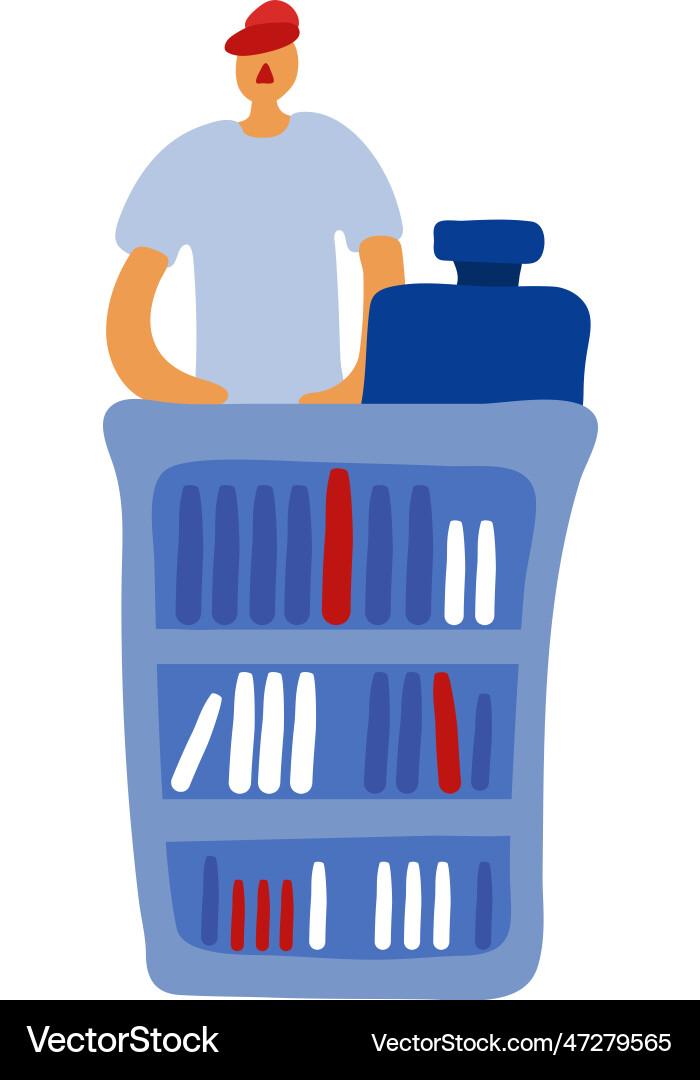 Bookstore cashier doodle composition vector image