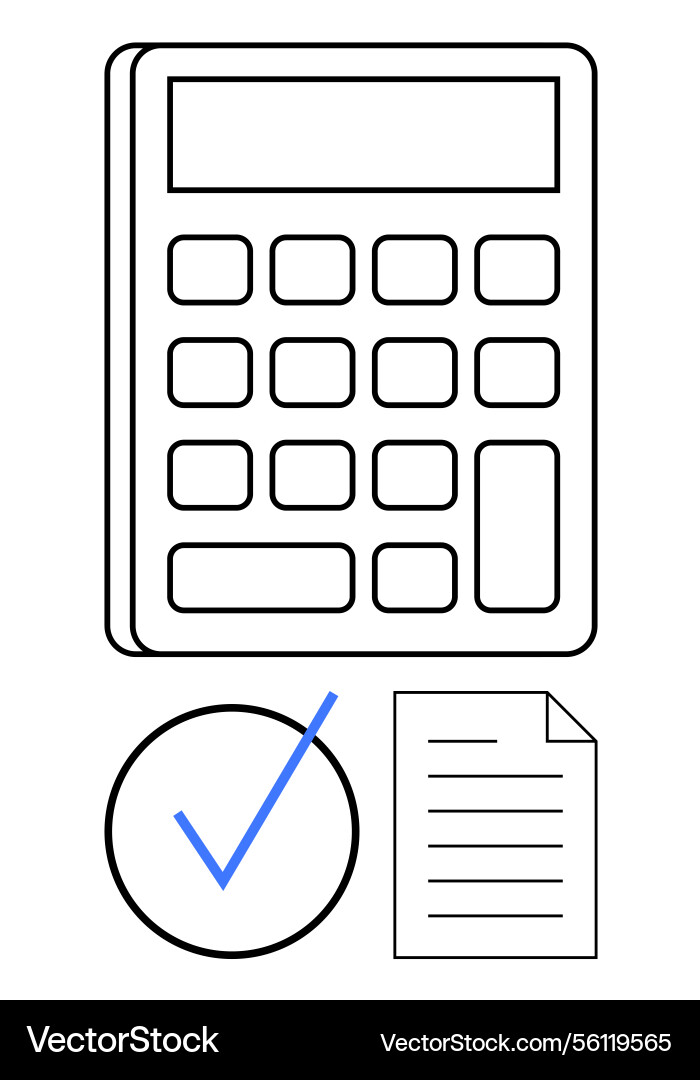Calculator checkmark and document representing Calculator checkmark and document representing vector image