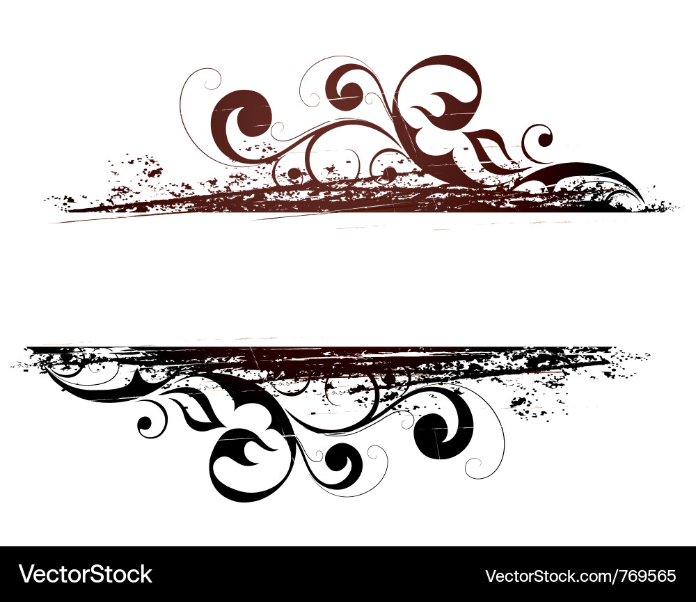 Dark Grunge Floral Banner vector image